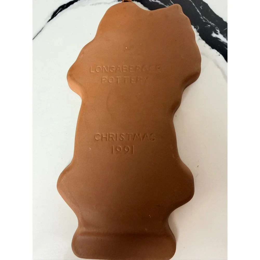 Longaberger Pottery Kriss Kringle Cookie Mold Christmas 1991 Santa Claus Brown